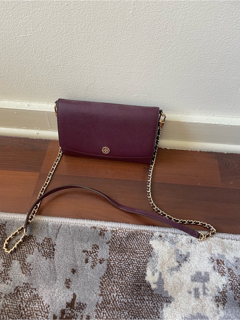 Tory Burch Plum Leather Chain Crossbody